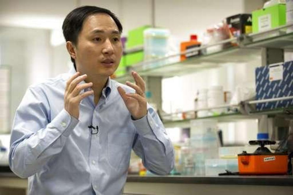 In this Oct. 10, 2018 photo, He Jiankui speaks during an interview at a laboratory in Shenzhen in southern China's Guangdong province. Chinese scientist He claims he helped make world's first genetically edited babies: twin girls whose DNA he said he alte