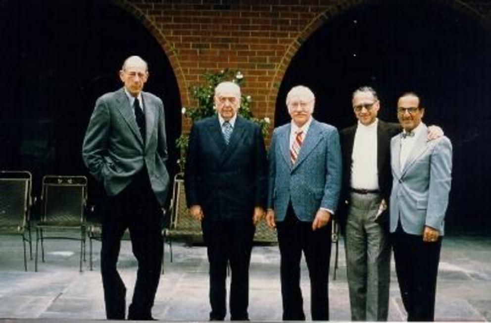 Drs. Neuhauser, Caffey, Holt, Silverman, and Taybi at the 1975 meeting of the Society for Pediatric Radiology in Atlanta, Georgia.