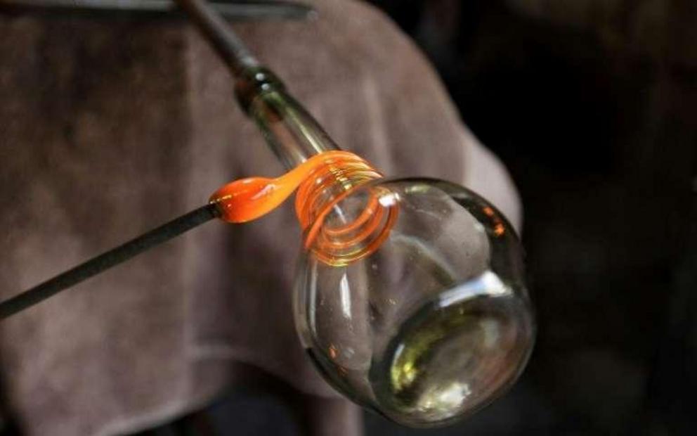 Glass making. Glass blowing. Glass made from Sand. Glass make from Sand. Glass-making in England.