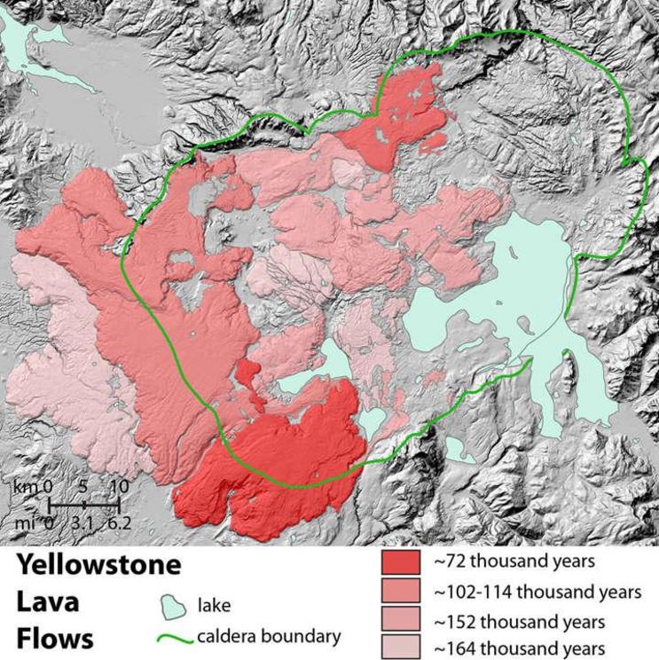 The lava flows of Yellowstone.