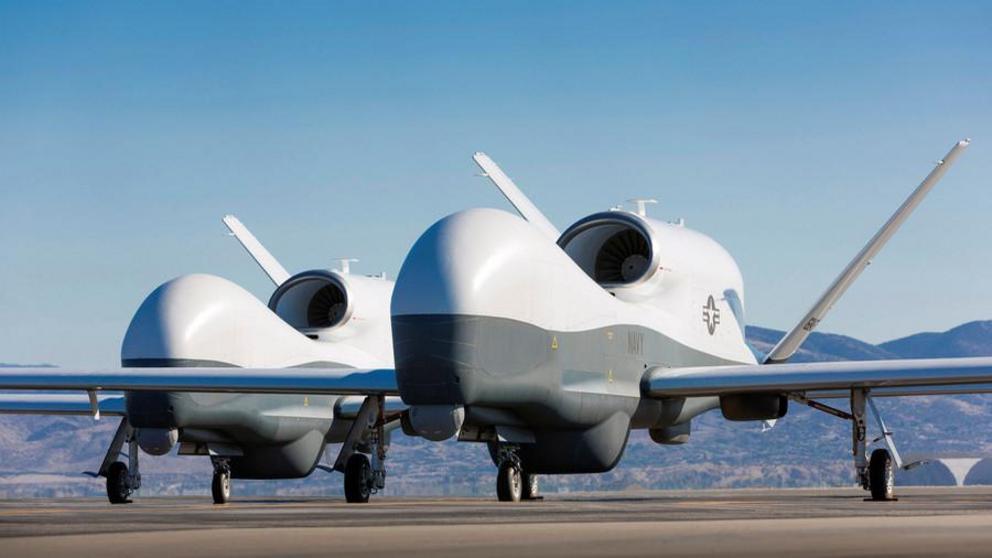 Two MQ-4C Triton surveillance planes at a test facility in California / Reuters