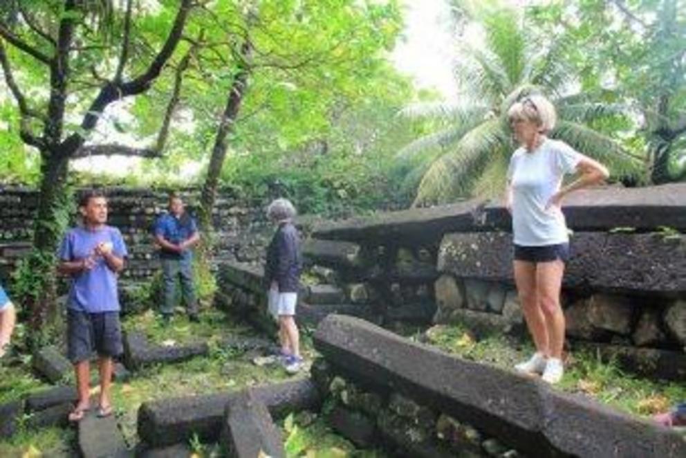 Julie Bishop at Nam Madol ruins, which the Australian Government is looking at helping preserve. 