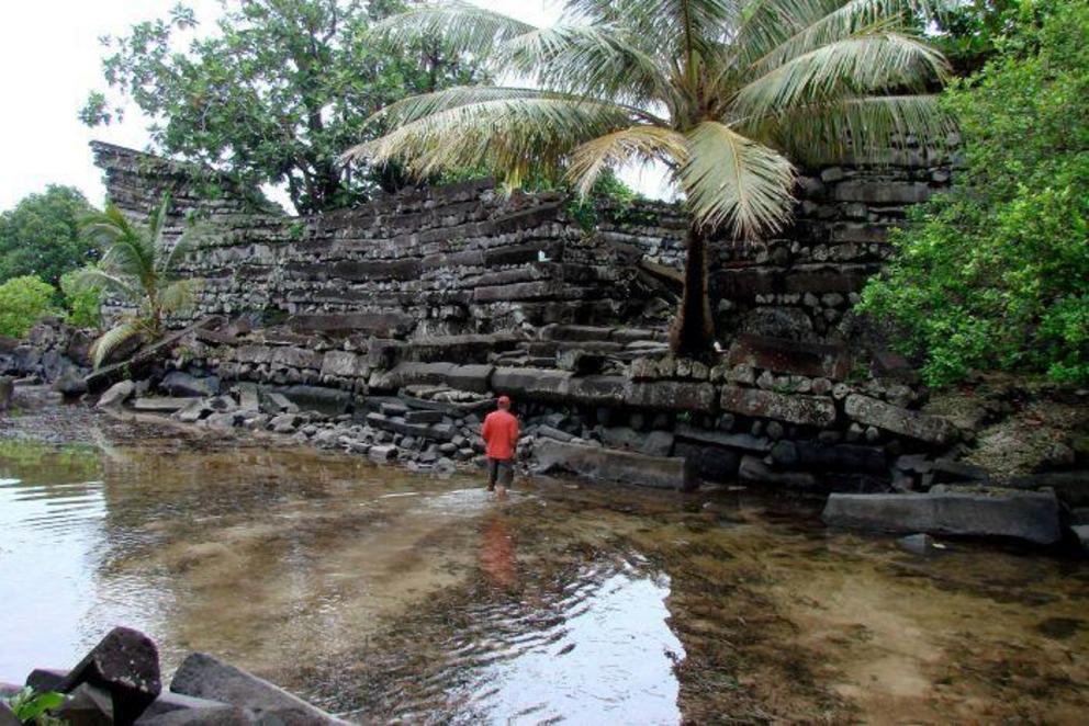 The ceremonial center of Nan Madol in Eastern Micronesia, Pohnpei Island.
