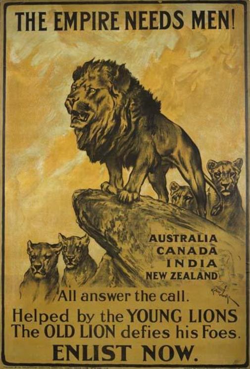 The British were urging men to fight in WWI while secretly forcing President Wilson to enter the war against the will of the American people. Author: Arthur Wardle.[Public Domain]