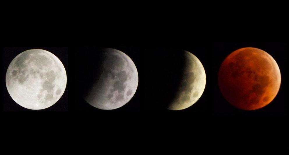 The phases of a total lunar eclipse or blood moon