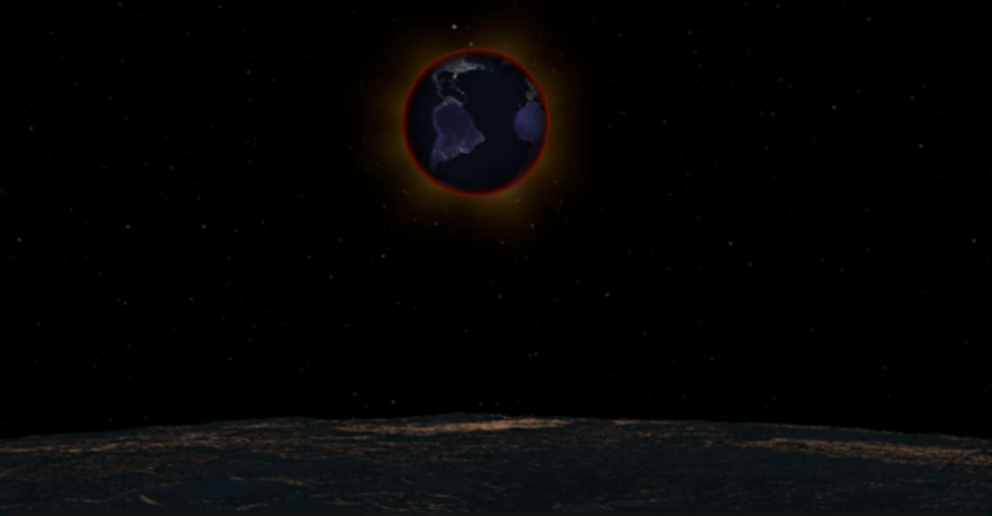 What a total lunar eclipse would look like from the moon.