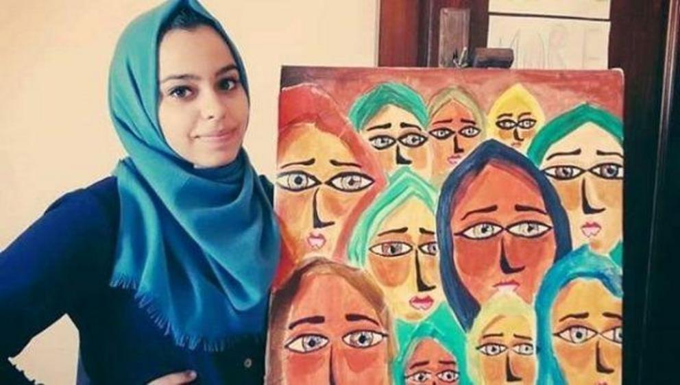 Palestinian teenage artist is denied to go to Europe to present her work. | Photo: Facebook: Malak Mattar