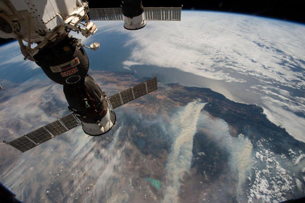 Smoke from California’s wildfires seen from the International Space Station.