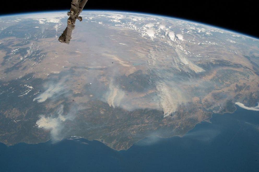 Smoke from California’s wildfires seen from the International Space Station.