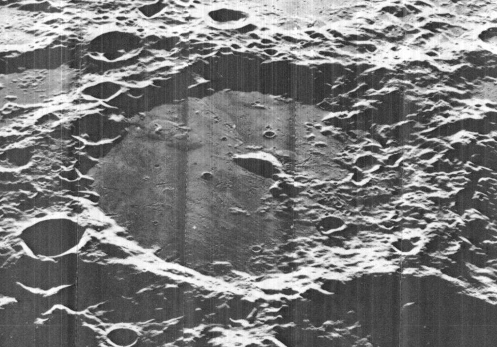 A view of the moon's Von Kármán crater.