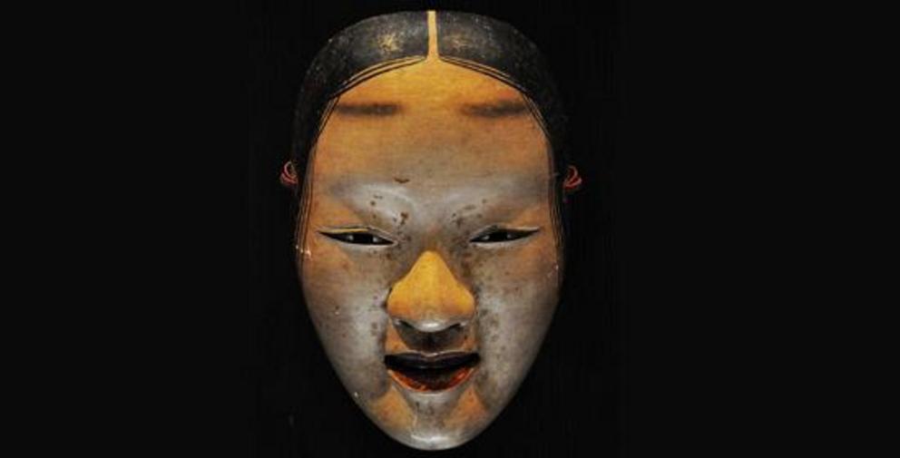 Mask for Japanese Noh theatre. Hand-crafted noh masks are treated with great caution and respect — actors will talk and bow before putting them on.