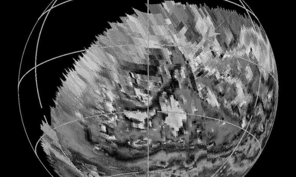 This animation, based on images captured by the Visual and Infrared Mapping Spectrometer (VIMS) on NASA's Cassini mission during several Titan flybys in 2009 and 2010, shows clear bright spots that have been interpreted as evidence of dust storms.