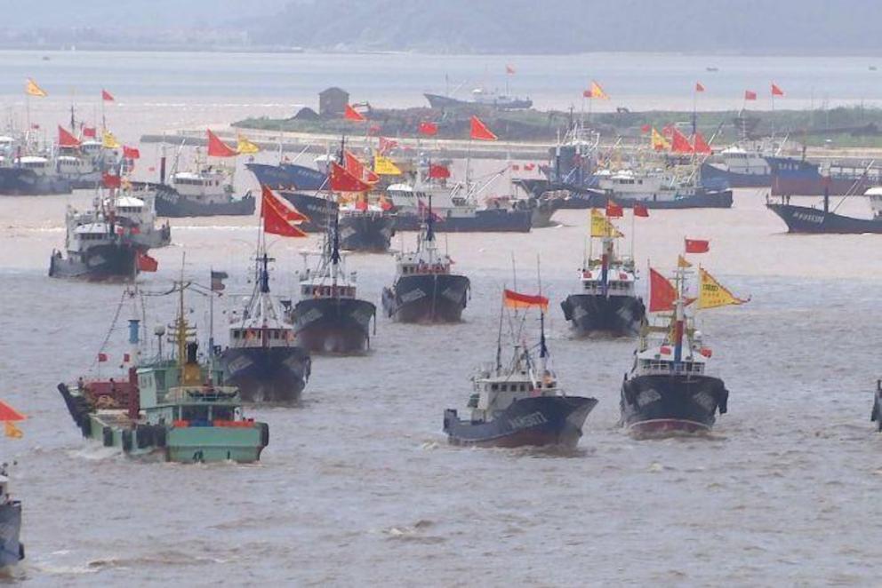 The Zhoushan fleet heading out to sea at the beginning of the fishing season.