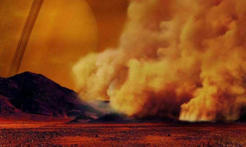 Artist's concept of a dust storm on Titan