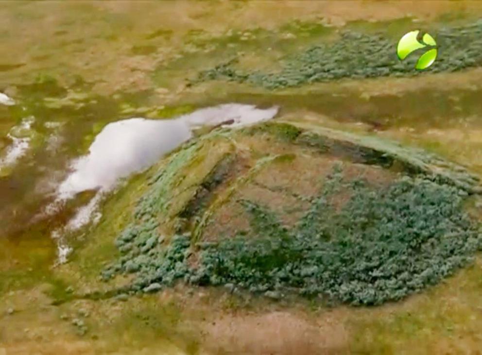 One of many bubbles in Siberia underneath which methane is building up, ready to blow if the permafrost melts