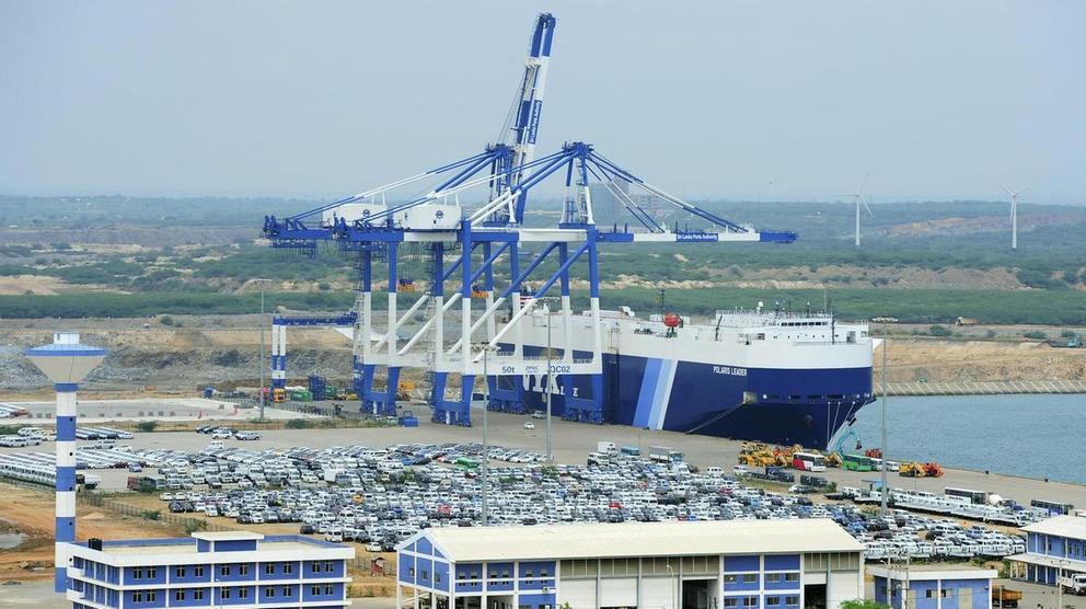 Sri Lanka took out loans from a Chinese state-owned bank to build Hambantota port, pictured, which it is now unable to pay back. Lakruwan Wanniarachchi / AFP