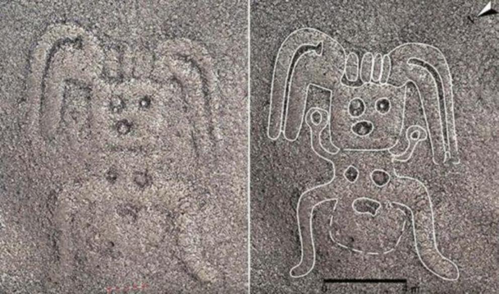   TWO NEWLY DISCOVERED GEOGLYPHS IN THE NAZCA REGION.