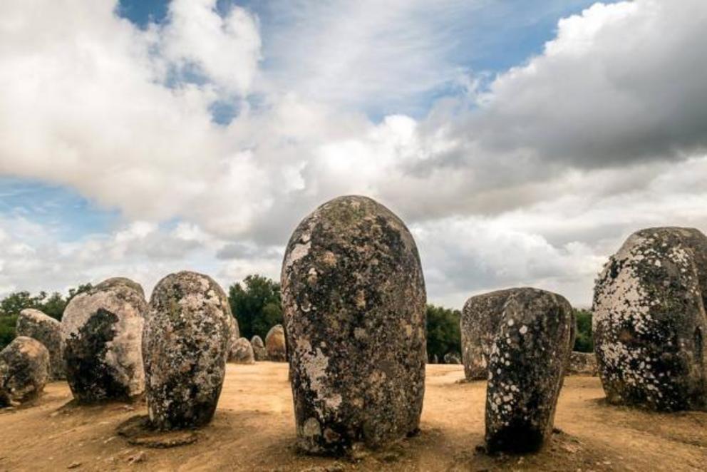 Almendres cromlech. Evora, Portugal. It is one of the most important megalithic monuments of the Iberian Peninsula.