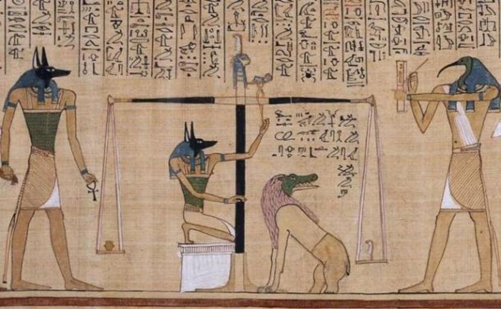The ‘Weighing of the Heart’ ritual, shown in the Book of the Dead.
