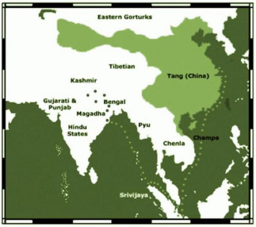 Yi jing's travel map, including Srivijaya.