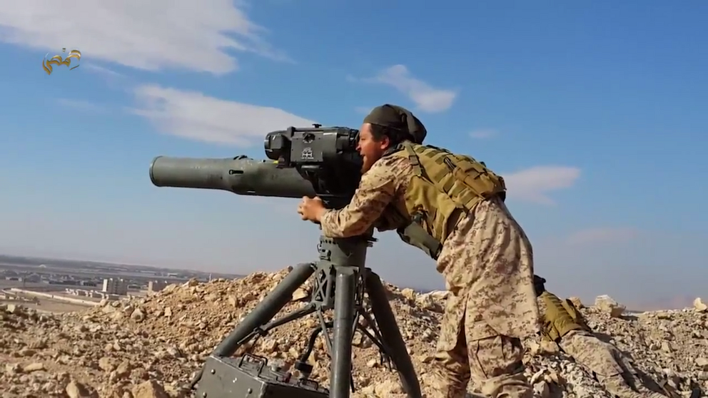 Photo of ISIS deploying CIA-supplied TOW missiles near Palmyra in 2015, documented by Foundation for Defense of Democracies' (FDD) Long War Journal.