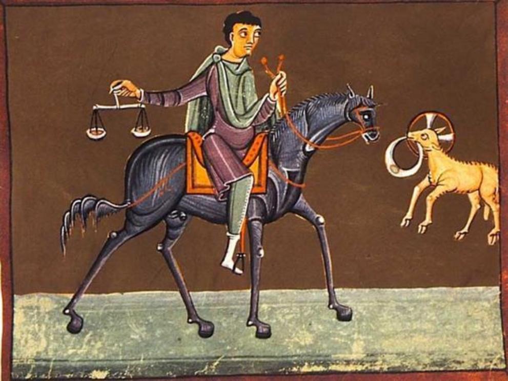 The third horseman, the Black Rider, of the Four Horsemen of the Apocalypse.