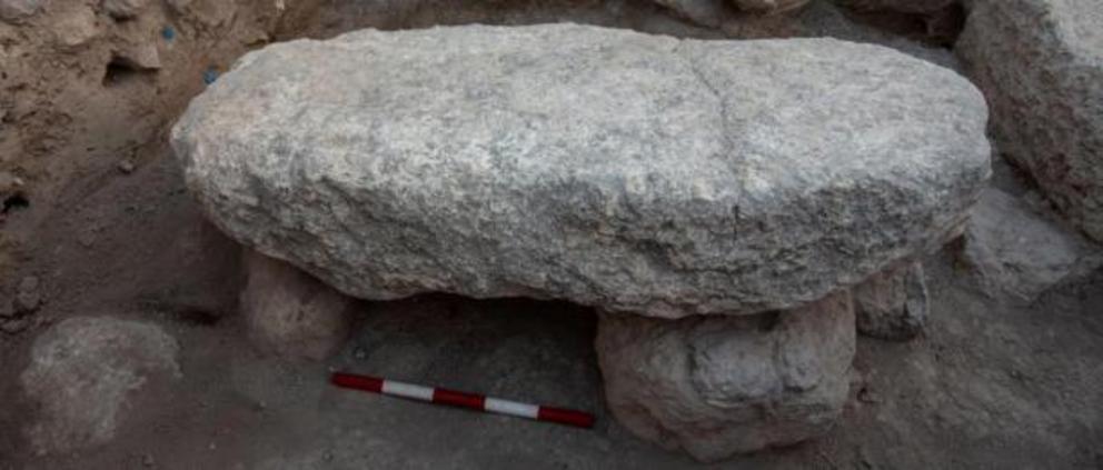 Stone table structure that has been found at Beit Shemesh