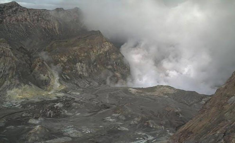 The eruption on White Island sent sent huge amounts of steam and ash into the air in the blast.
