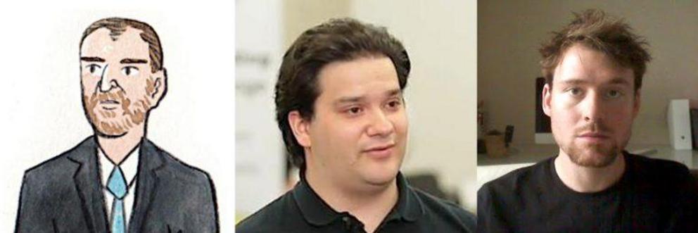 From left to right: Homeland Security Investigations (HSI) agent Jared Der-Yeghiayan, Mt Gox CEO Mark Karpeles and his assistant Ashley Barr.