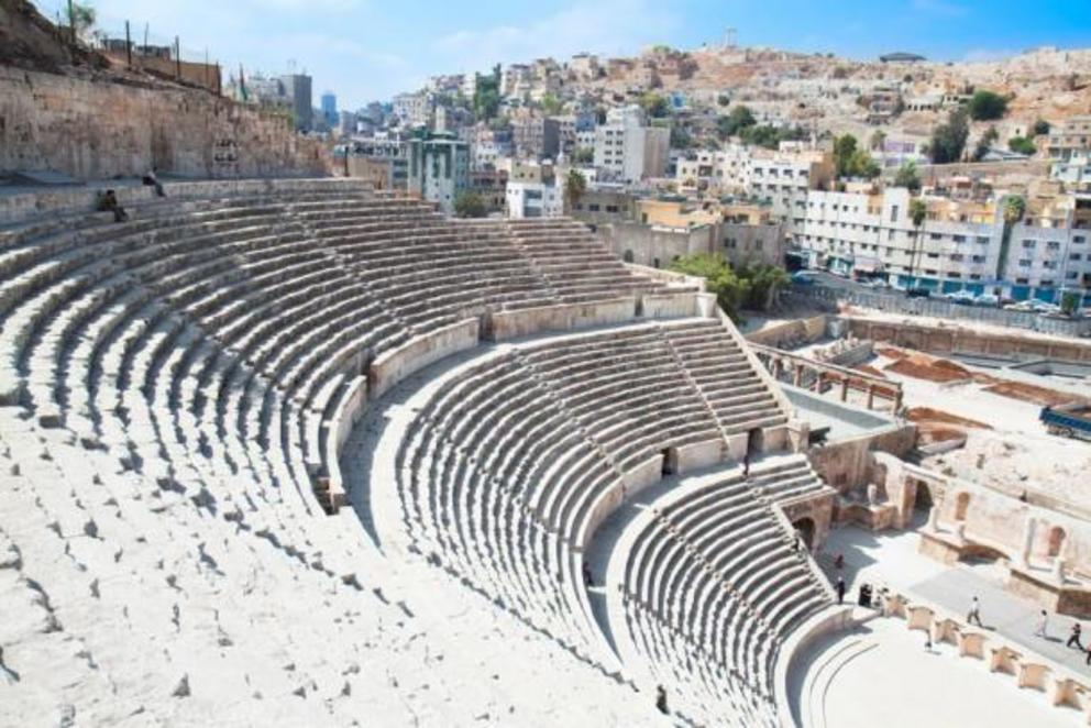 The seating area/ cavea at the Roman Theatre, Amman.