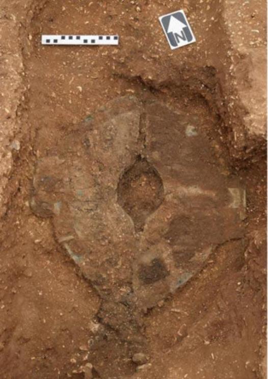 The warrior shield unearthed before conservation work had been completed