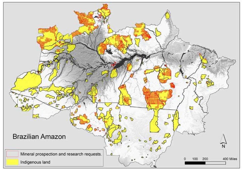 Mining industry and individual prospecting requests on indigenous land as filed with the federal government.