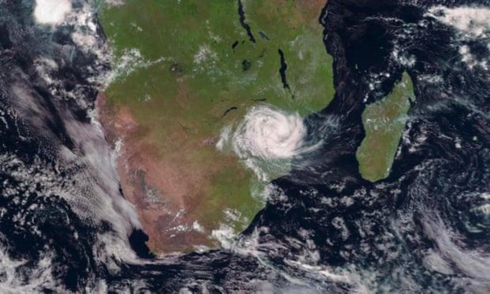 A satellite image of Cyclone Idai tracked over Mozambique on 15 March.