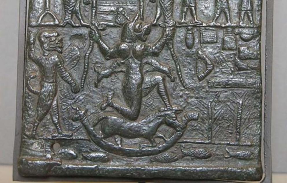 Bottom part of the plaque depicts the demon Lamashtu and her husband Pazuzu