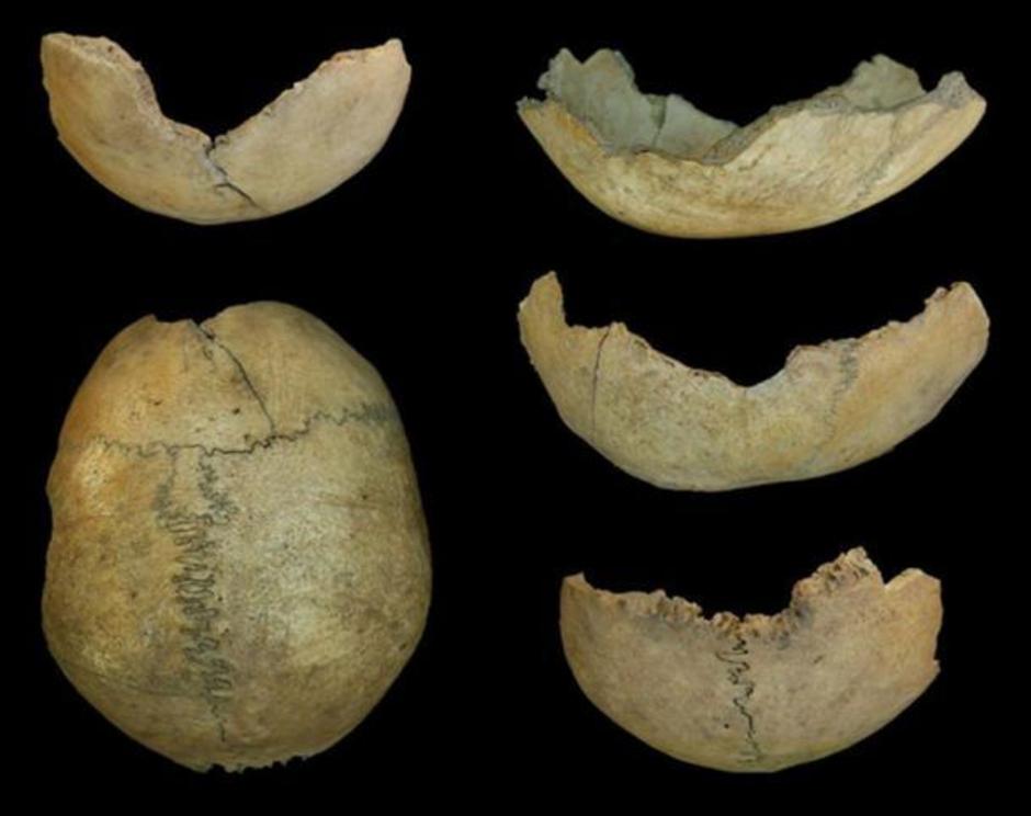 Neolithic skull cup from Cueva de El Toro, Spain.