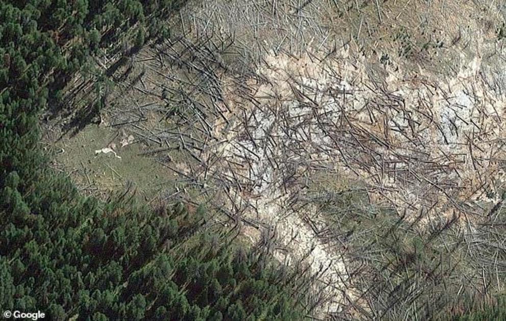 Satellite images have revealed an expanse of about eight acres – or the equivalent of four soccer fields – where the ground is warmer than its surroundings, causing the trees and vegetation in that patch to die off