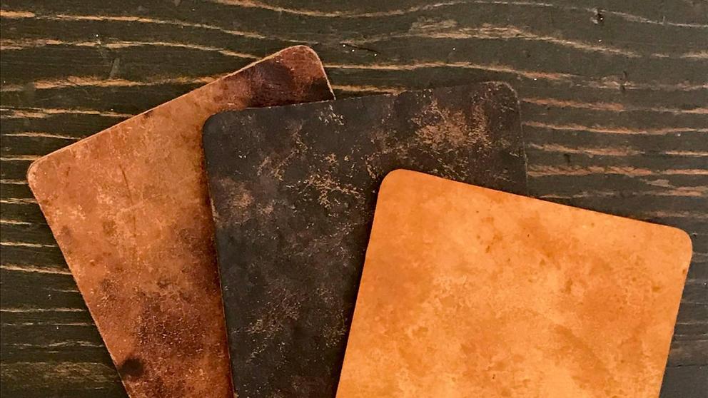 Mushroom leather can be treated to create different colours.