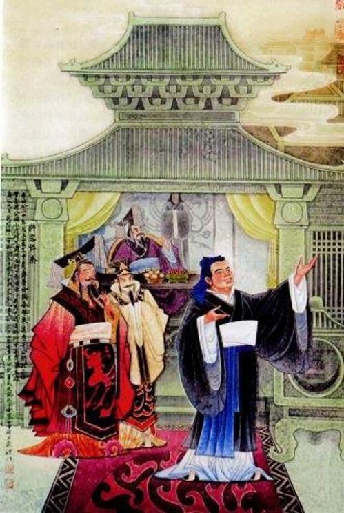 Artist’s depiction of Duke Jing of Qi with Confucius