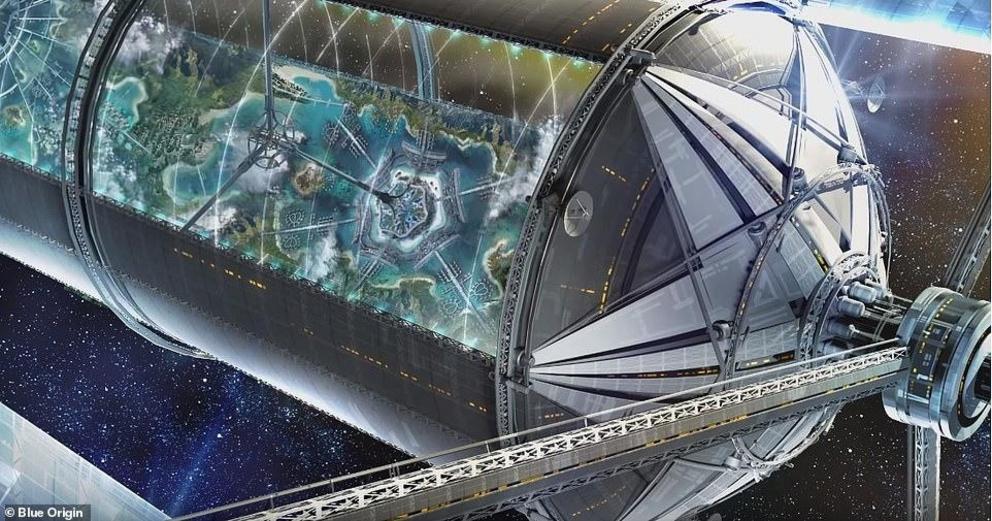 The concept was first posited in the 1970s by Bezos’ former professor O’Neill, whose proposed habitats would rotate in space to create artificial gravity based on centrifugal force. Blue Origins' take on the design was on display at the secretive event