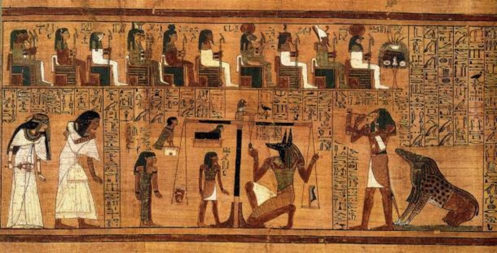 Excerpt from the ‘Book of the Dead’, written on papyrus and showing the 