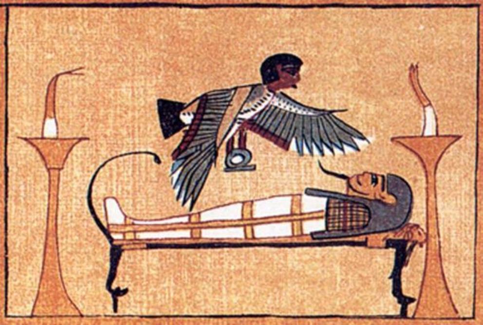 Ba, part of the human soul, in a facsimile of a vignette from the Book of the Dead.