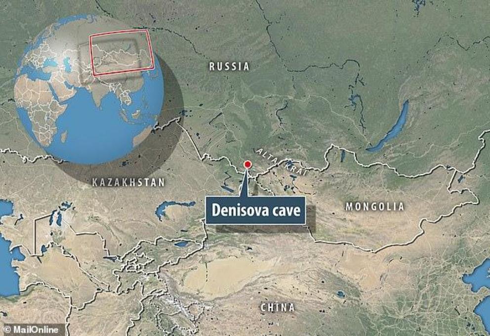 The new discovery from the Denisova cave (pictured) consists of a tiny bone fragment thought to belong to the same finger which was first found to be Denisovan