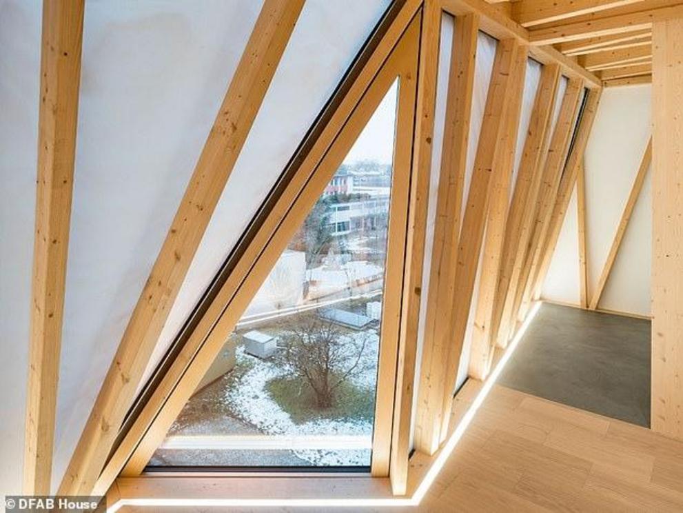 The timber frame of the house was assembled on-site by machines, but the developers said if this becomes standard they may be more of a call for hand-designed and crafted interiors