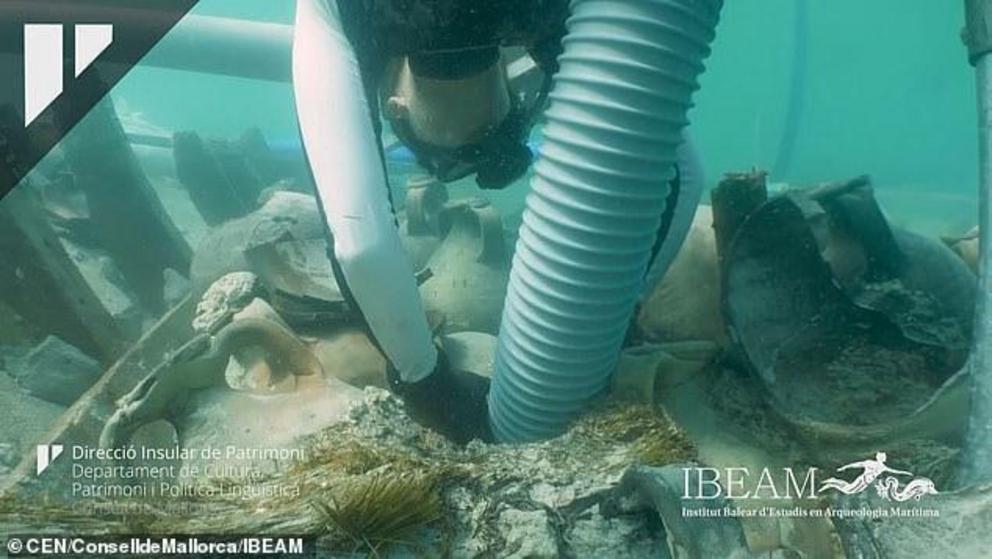 The merchant ship is thought to have been carrying its wares between Mallorca and the Spanish mainland. Experts think that the Roman vessel sank around 1,700 years ago — although likely not as a result of a storm, given the excellent preservation of its f