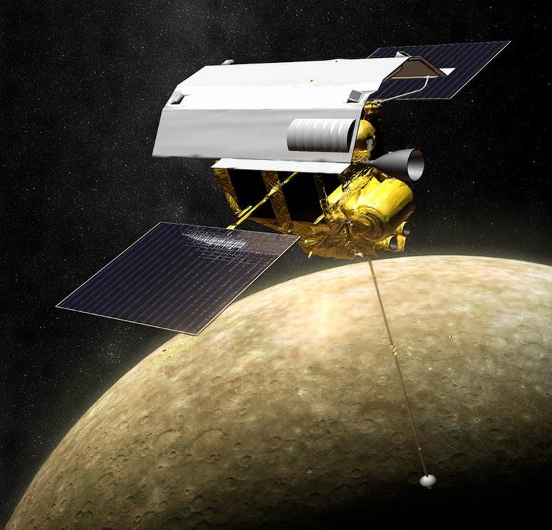 Illustration of MESSENGER in orbit around Mercury