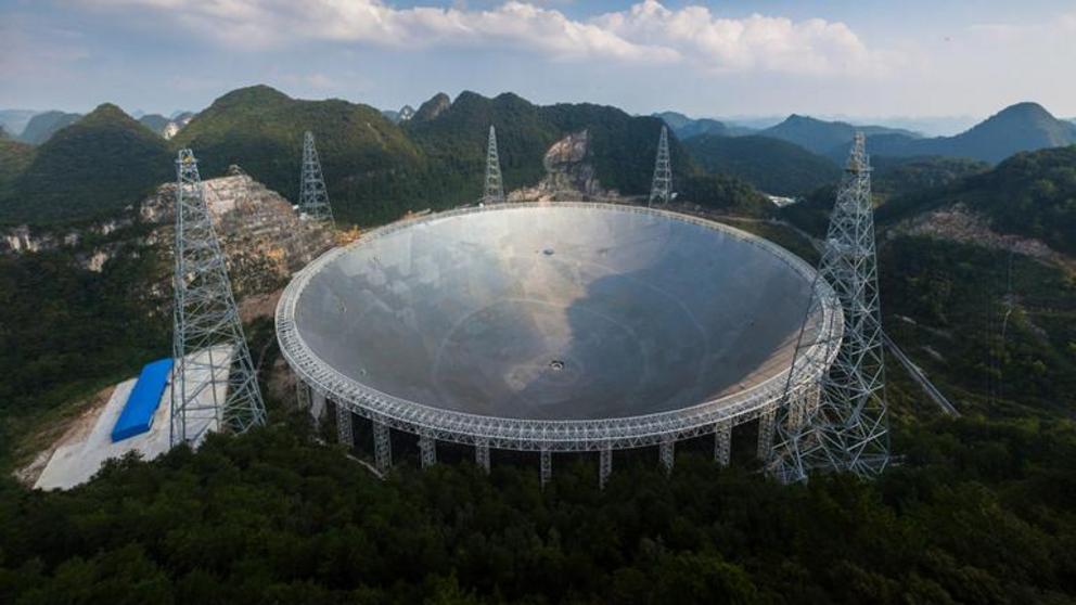 The Five-hundred-metre Aperture Spherical Radio Telescope (FAST) in Pingtang, in southwestern China's Guizhou province © AFP / STR 