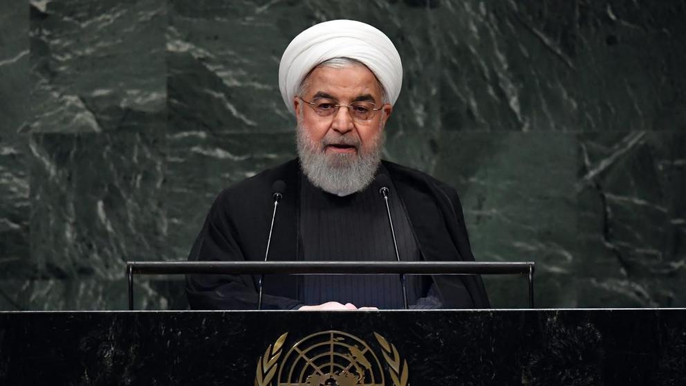 Hassan Rouhani speaking at the UN General Assembly in New York. September 2018. © Timothy A. Clary / AFP 