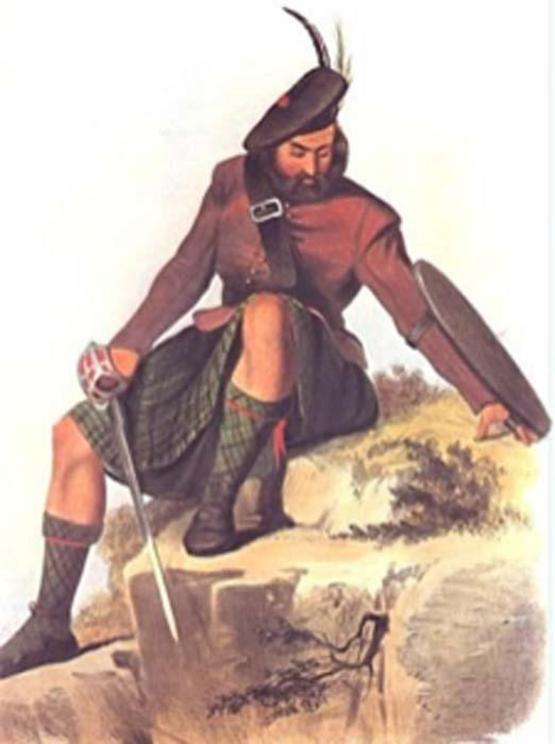 A Victorian era romantic illustration of a MacKay clansman. 