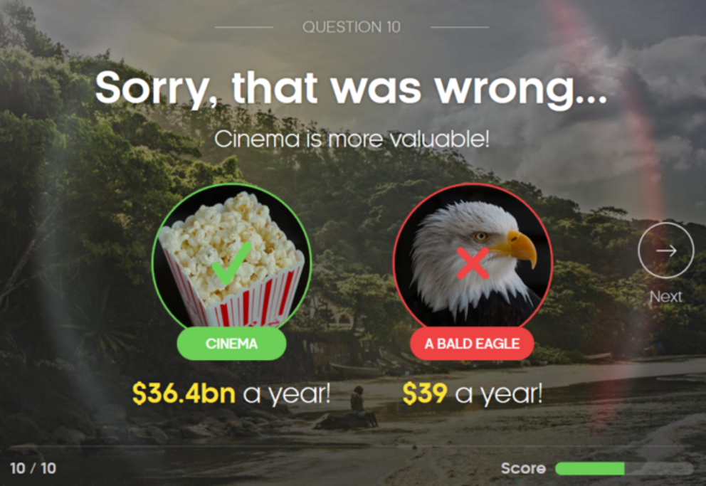 Image: Costing the Earth Interactive Game, “Play to find out the financial value of Nature”, BBC, October 8, 2015