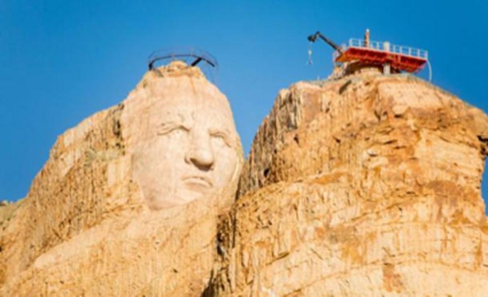 The monument to Crazy Horse in progress, picture taken 2016.